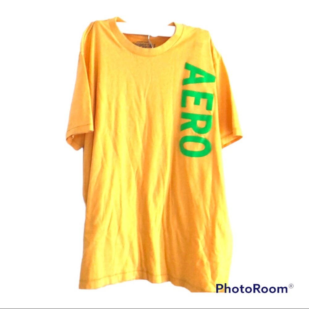 Aeropostale Yellow with‎ Green Logo Tee Size XL